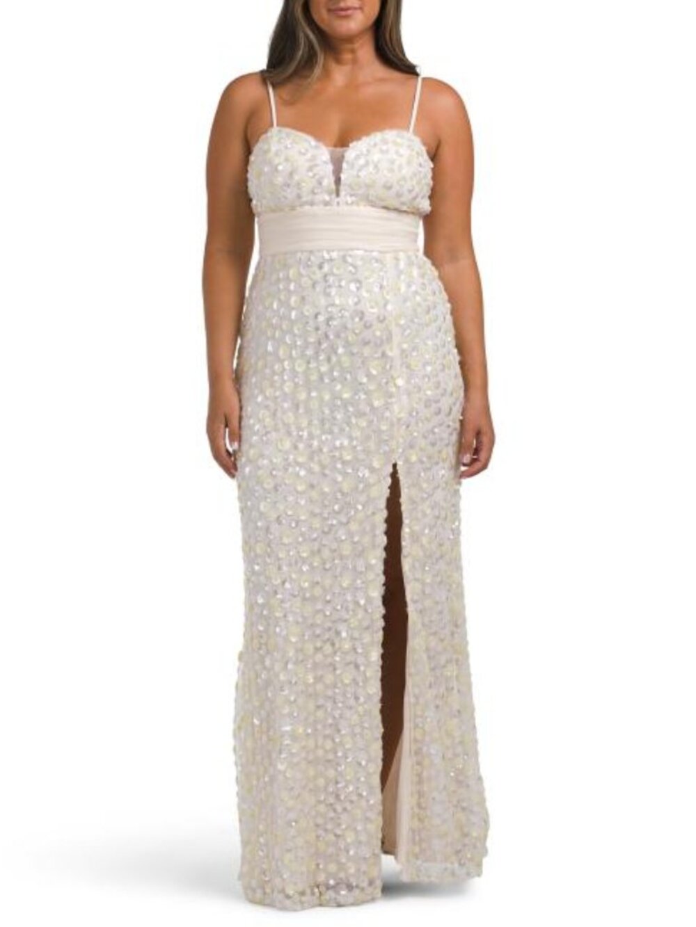 MORGAN 3d Floral Embroidered Sequin Gown